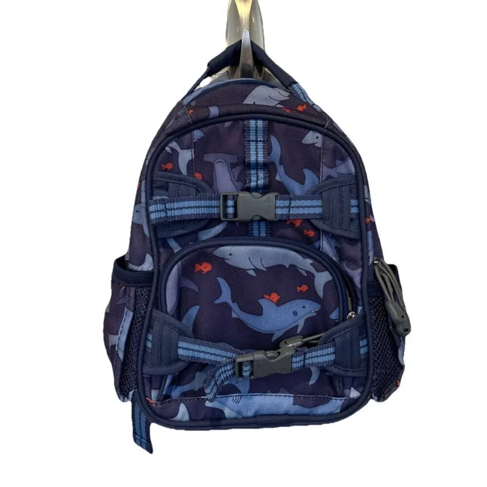 Pottery Barn Backpack Sharks No Monogram Mini Toddler Blue Preschool Blue